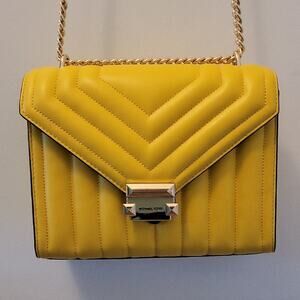 Michael Kors Whitney Medium Quilted Shoulder Bag In Yellow NWT
